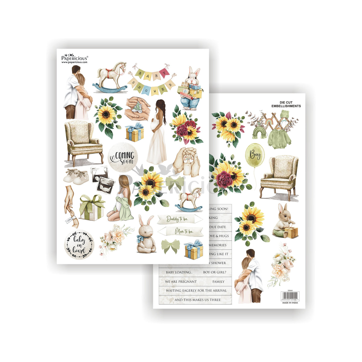 Papericious - Baby Shower - Motif Bundle - 2 sheets - A4