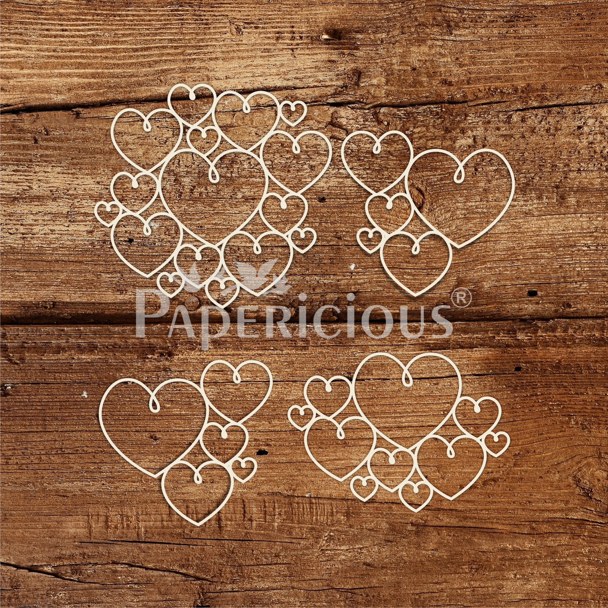 Heart Rings - 6x6 Inch Laser Cut Collage Chipboard