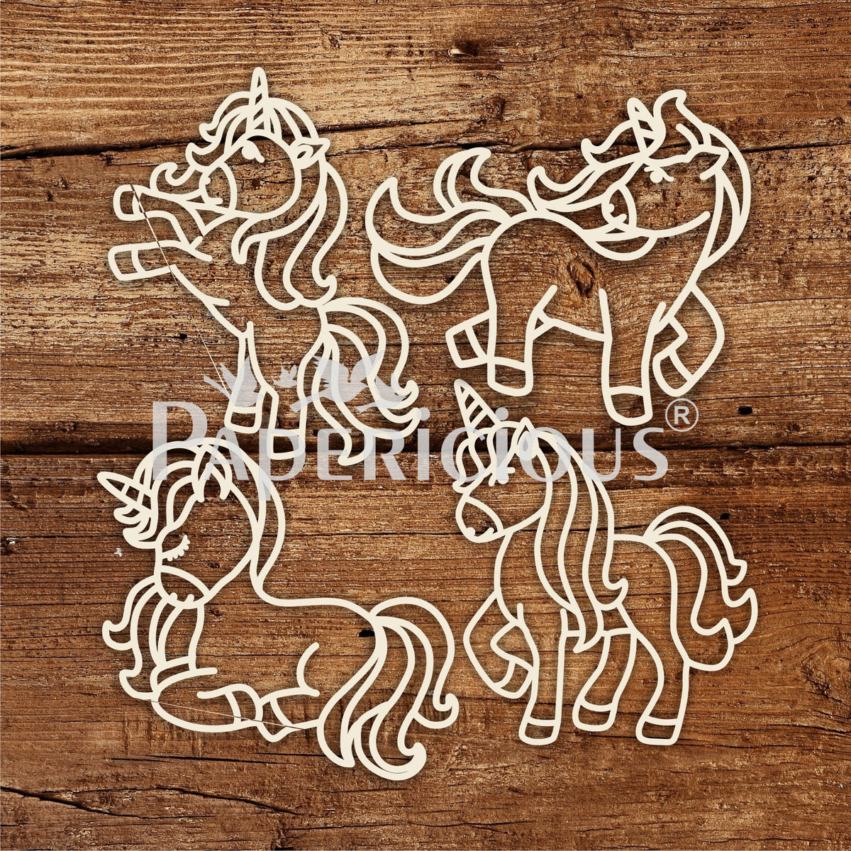 Cute Unicorn- 6x6 Inch Laser Cut Collage Chipboard