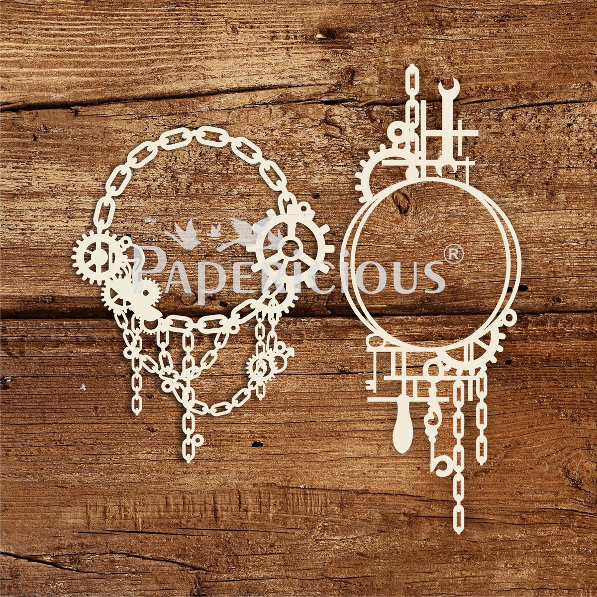 Steampunk frame- 6x6 Inch Laser Cut Collage Chipboard