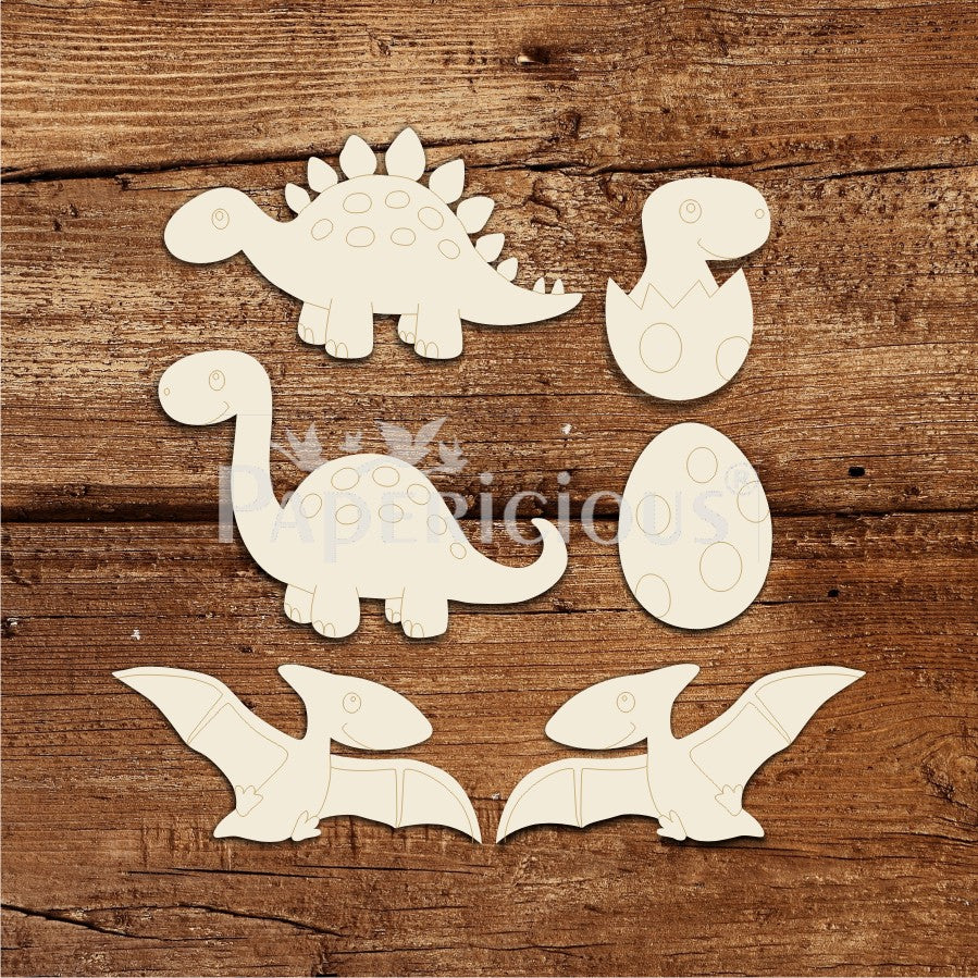 Cute Dinosaur - 6x6 Inch Laser Cut Collage Chipboard