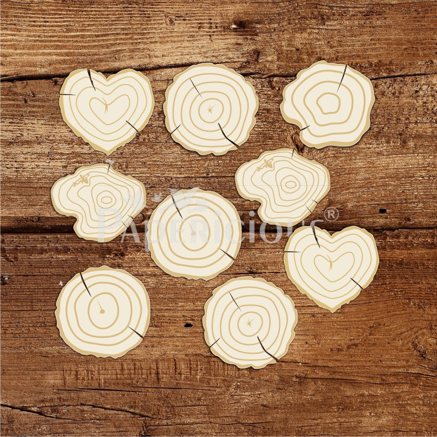 Wooden Slices - 6x6 Inch Laser Cut Collage Chipboard