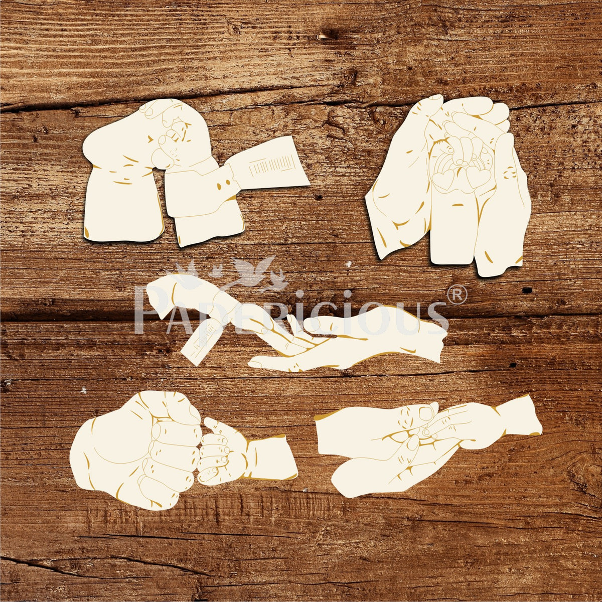 Baby Hands - 6x6 Inch Laser Cut Collage Chipboard
