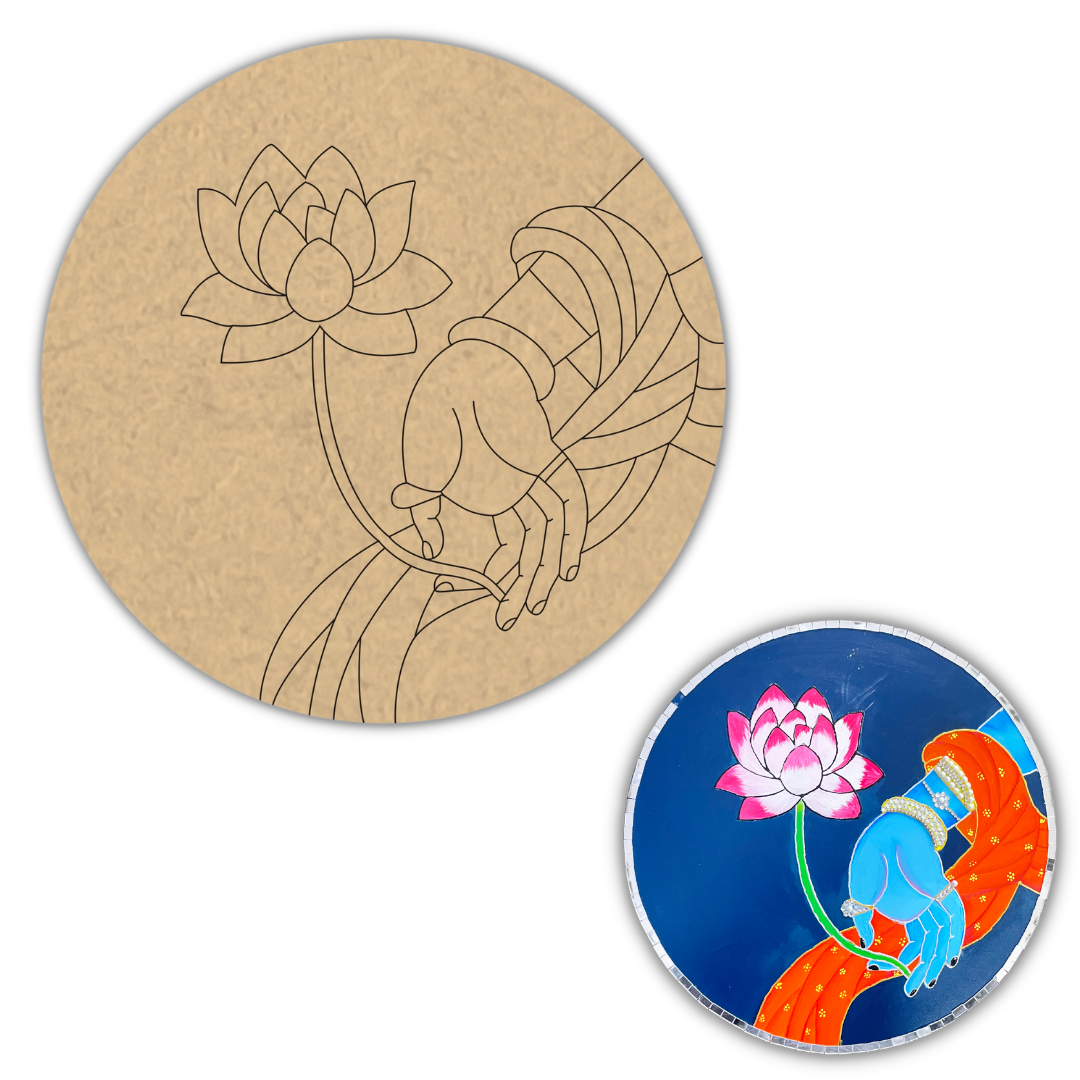 PAPERICIOUS 4mm thick Pre Marked MDF Pichwai Shrinathji Kamal