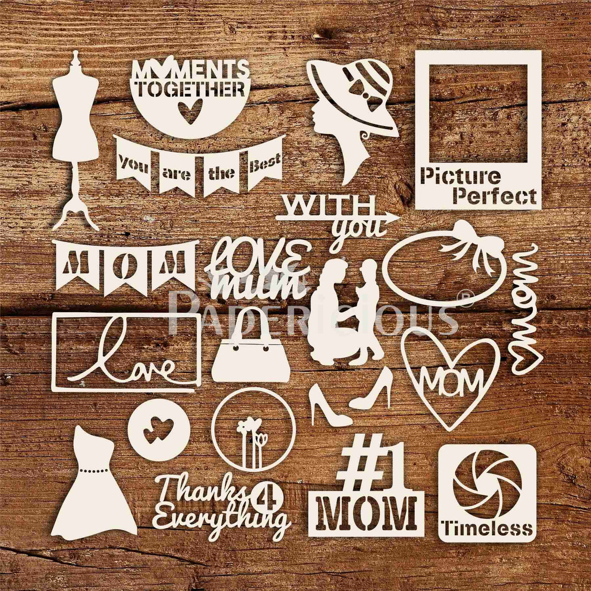 Love You Mom - 6x12 Inch Laser Cut Theme Chipboard (1.4mm)