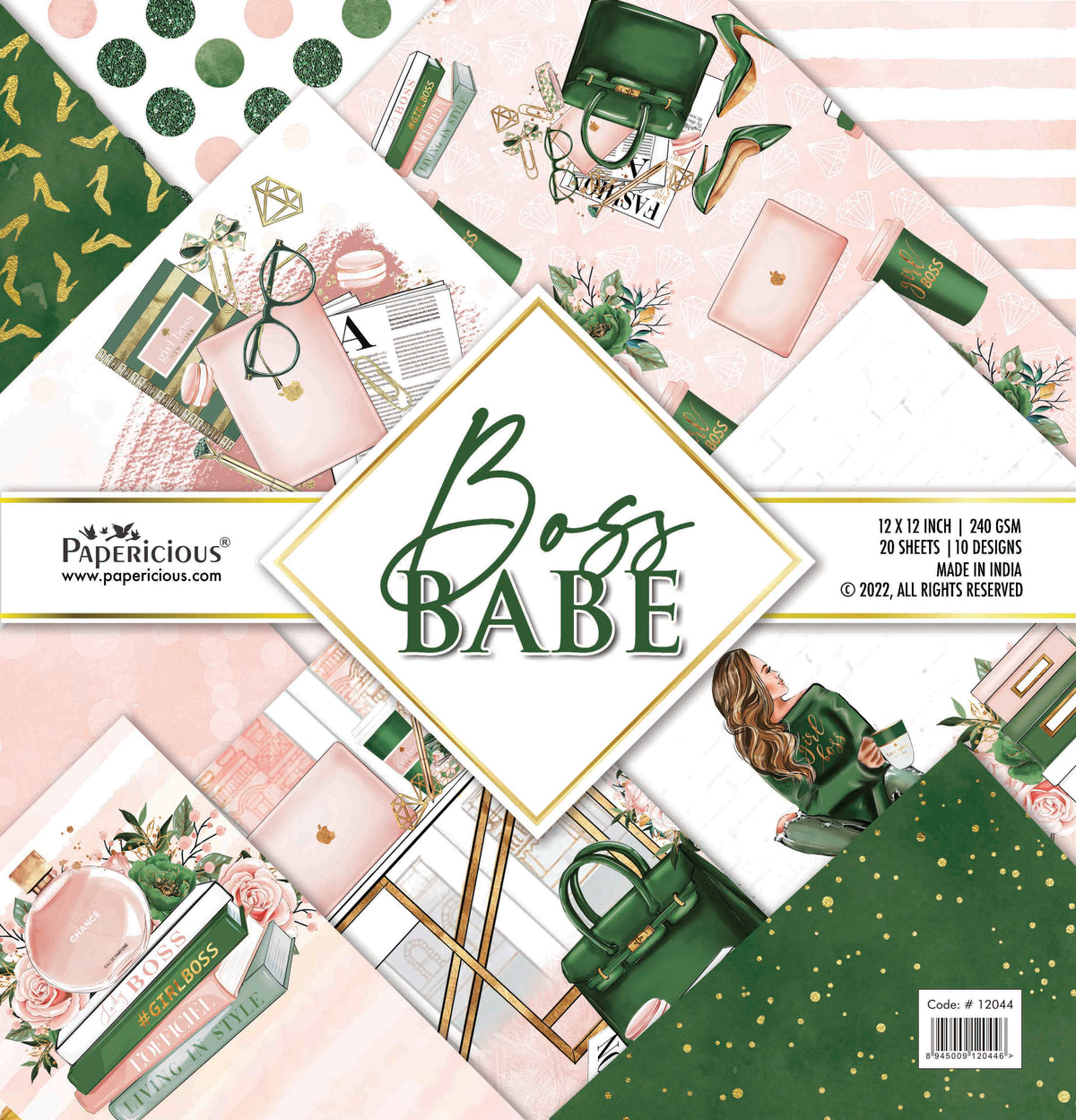 PAPERICIOUS - Boss Babe - Designer Pattern Printed Scrapbook Papers 12x12 inch / 20 sheets