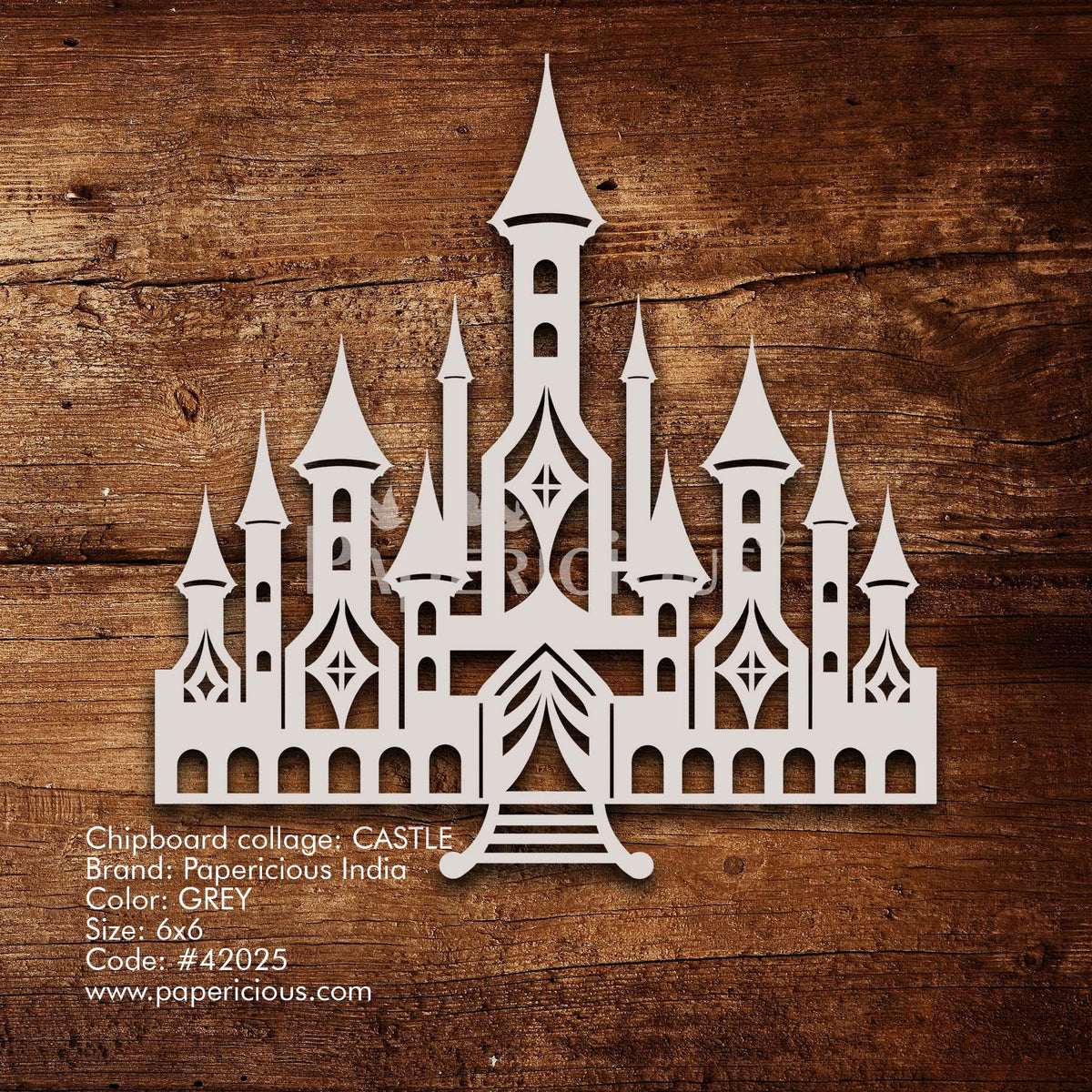Castle - 6x6 Inch Laser Cut Collage Chipboard (1.4mm)