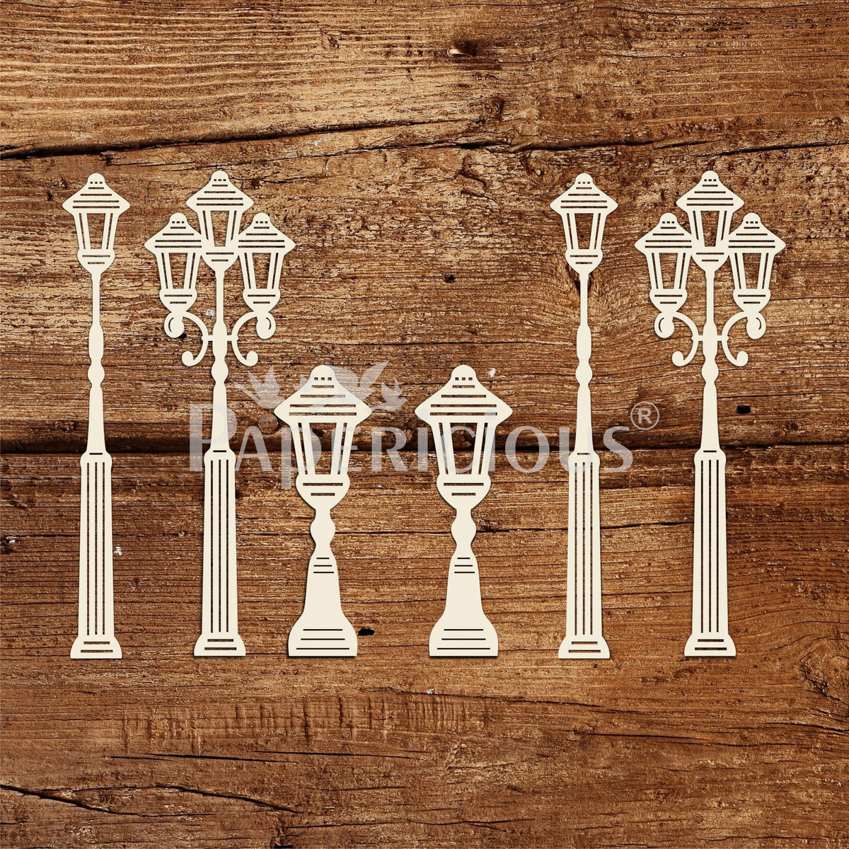 Pole Lamps - 6x6 Inch Laser Cut Collage Chipboard (1.4mm)