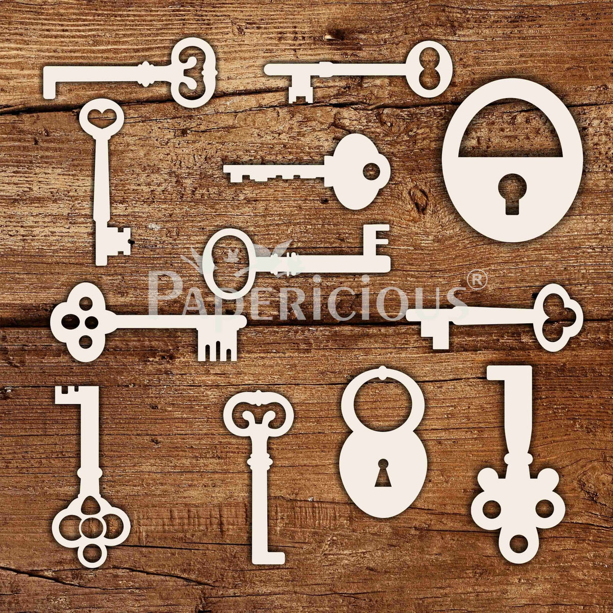 Keys - 6x6 Inch Laser Cut Collage Chipboard (1.4mm)