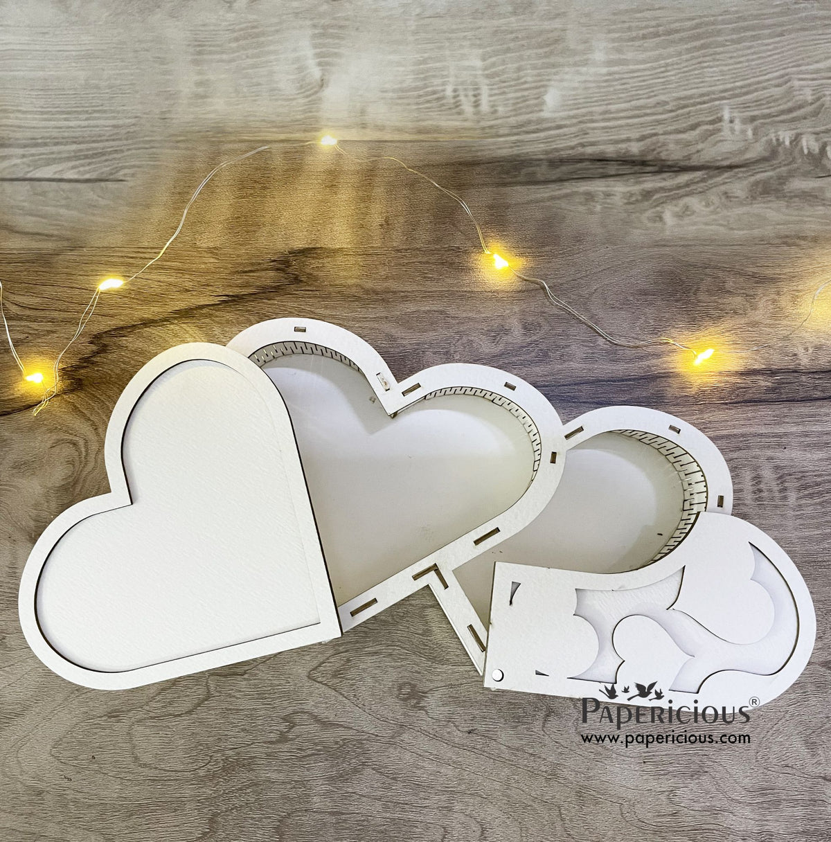 PAPERICIOUS - 3D Chipboard Embellishments - Double Heart Box