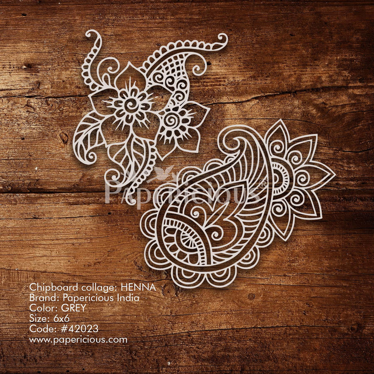 Heena - 6x6 Inch Laser Cut Collage Chipboard (1.4mm)