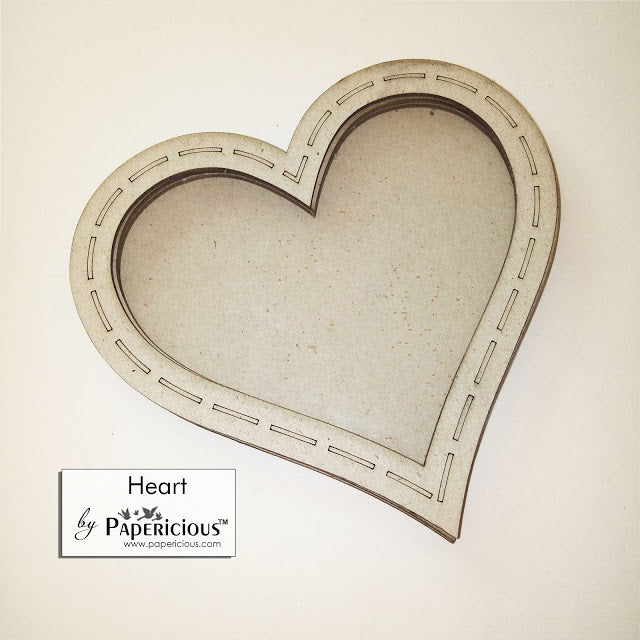 Laser Cut 3D Shaker Chipboard (1.4mm) - Heart