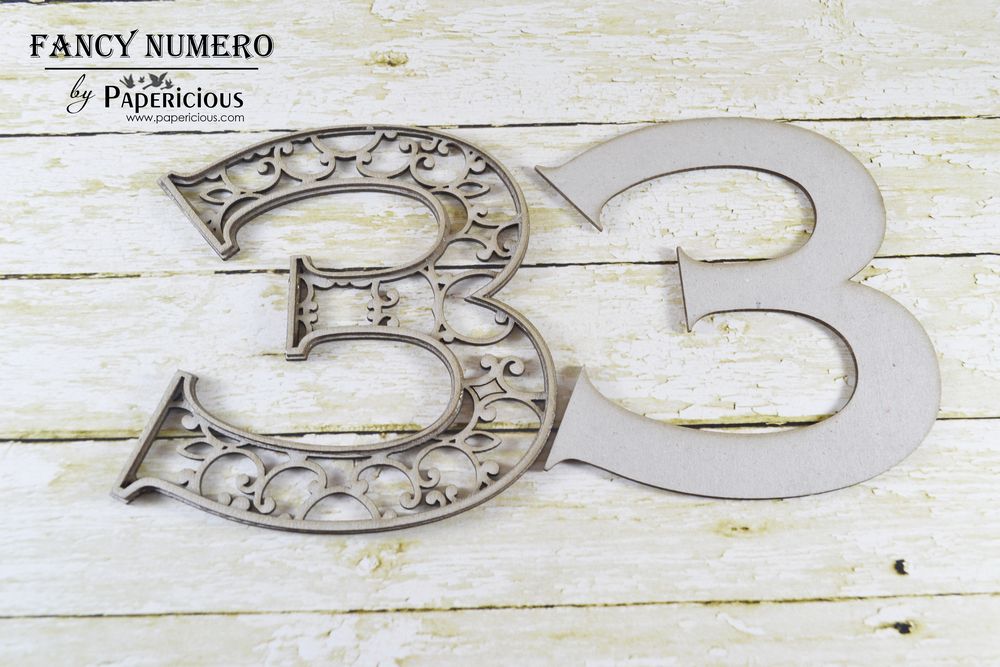 Number 3 (Three) - Laser Cut AlphaNumerals Chipboard (1.4mm)