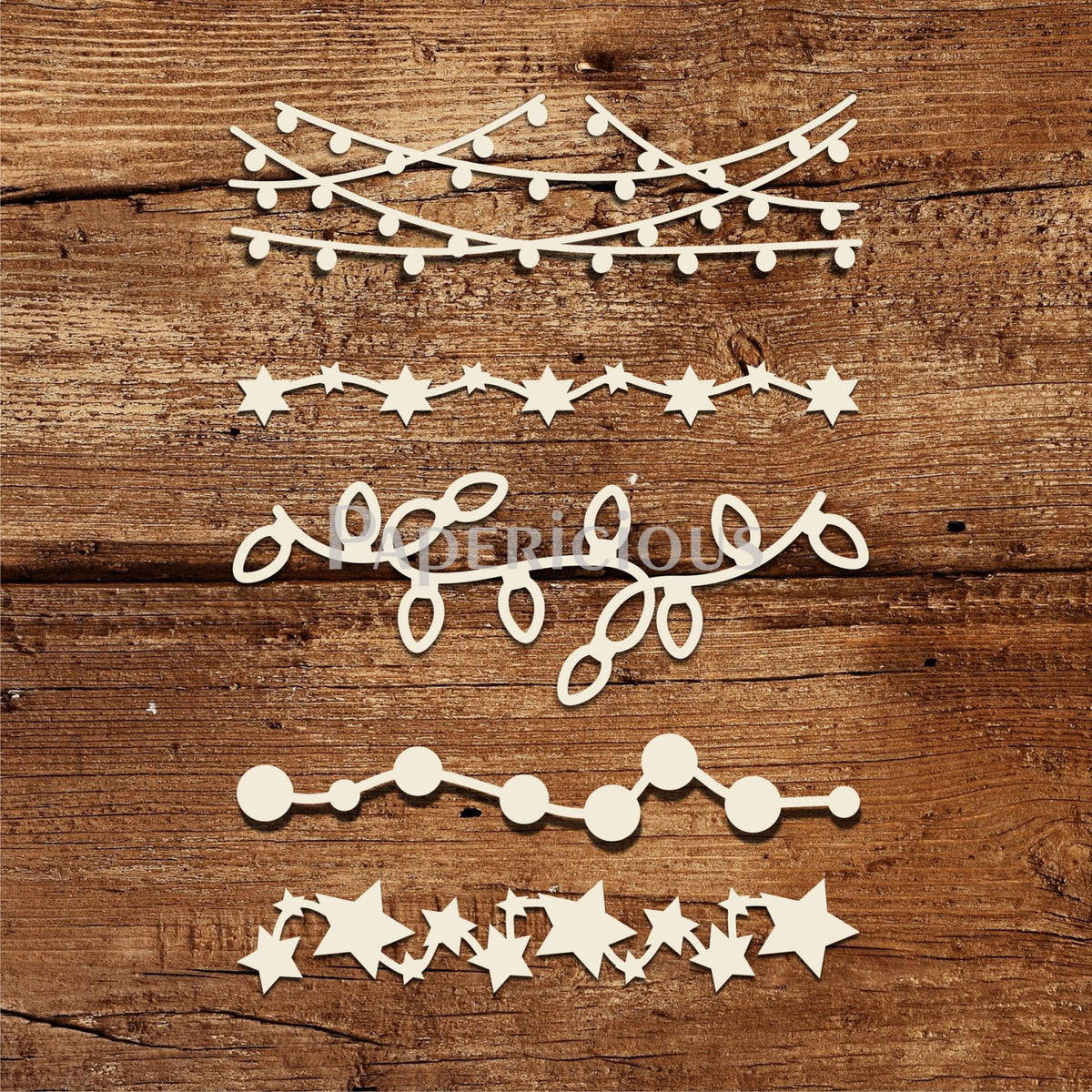 Christmas Lights - 6x6 Inch Laser Cut Collage Chipboard