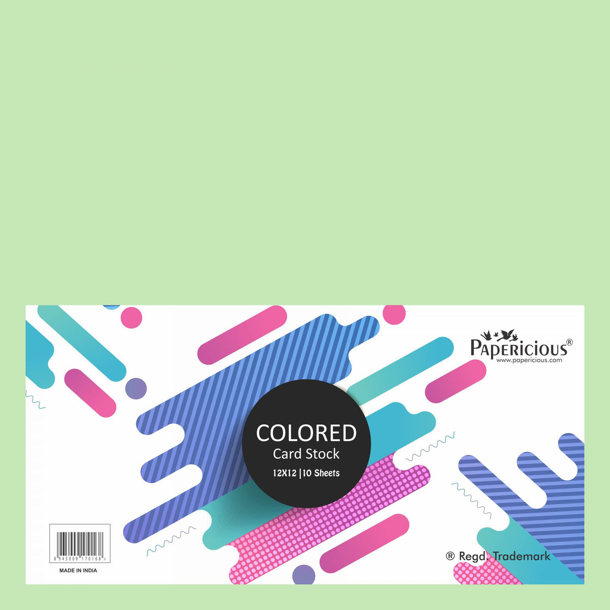 PAPERICIOUS - Apple Green - 250GSM Colored Cardstock 12x12 inch / 10 Sheets