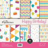PAPERICIOUS - Happy Birthday -  Designer Pattern Printed Scrapbook Papers / 30 sheets