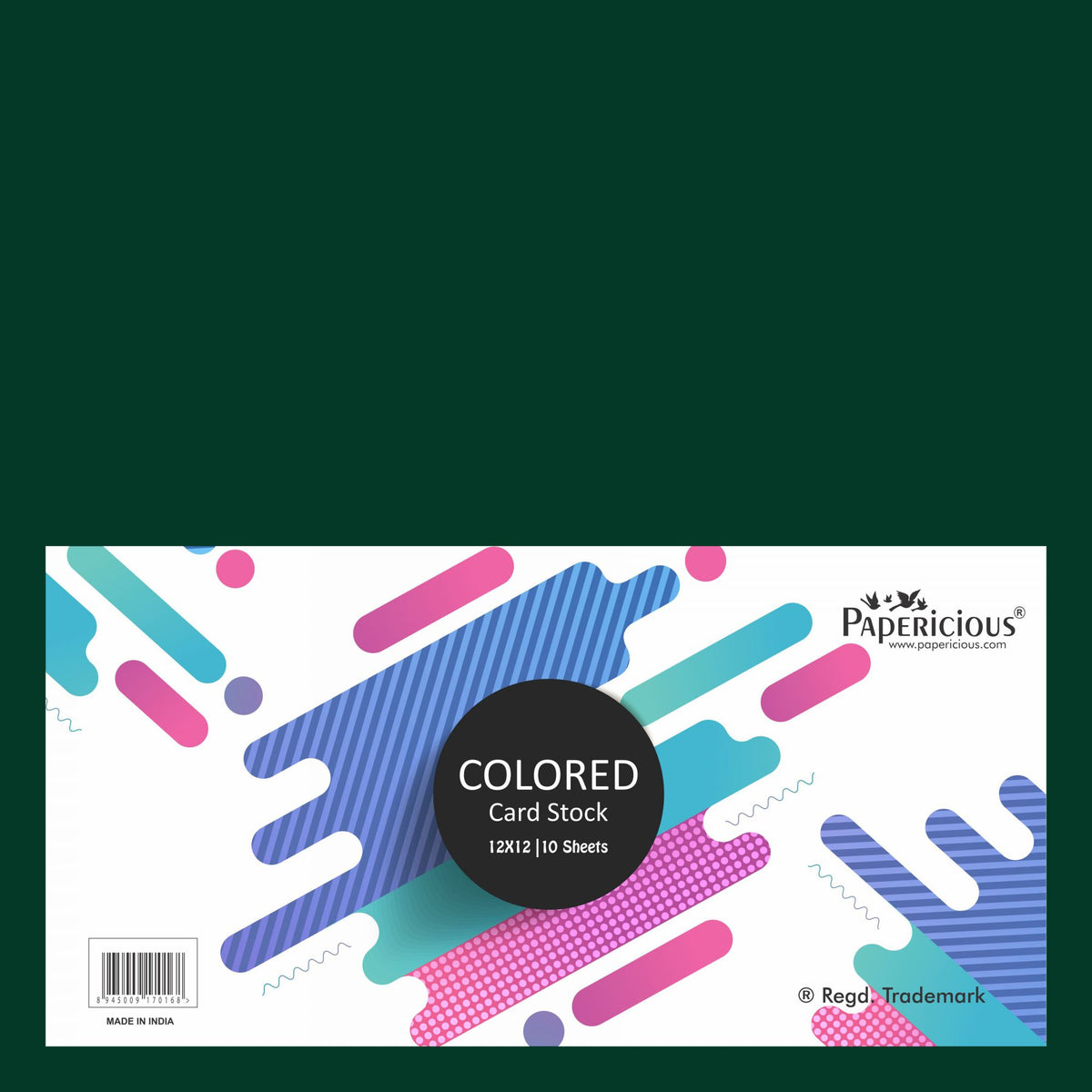 PAPERICIOUS - Hunter Green - 250GSM Colored Cardstock 12x12 inch / 10 Sheets