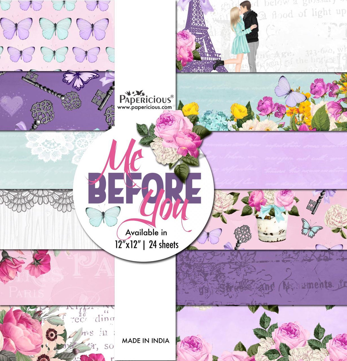 PAPERICIOUS - Me Before You - Designer Pattern Printed Scrapbook Papers 12x12 inch / 24 sheets