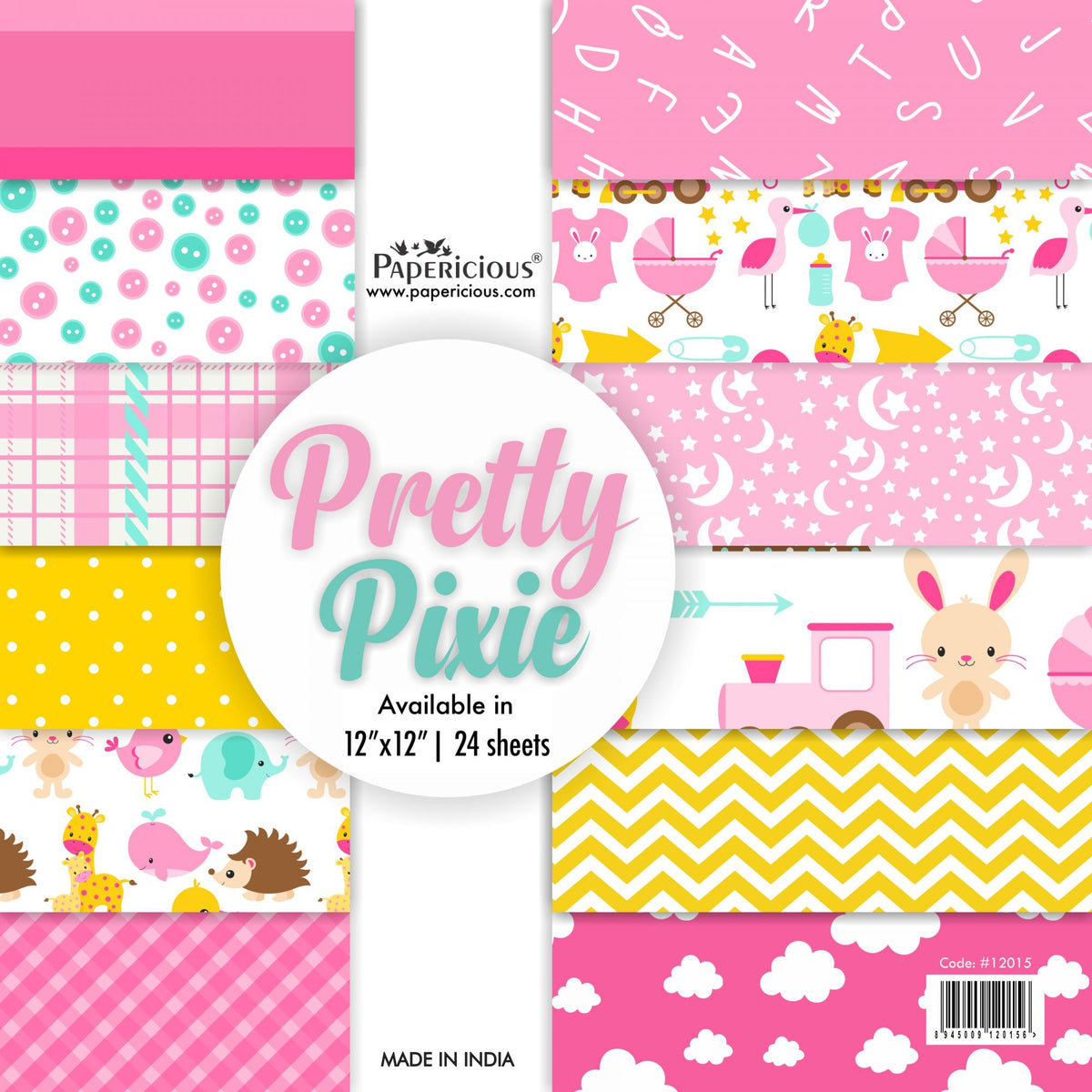 PAPERICIOUS - Pretty Pixie -  Designer Pattern Printed Scrapbook Papers / 24 sheets