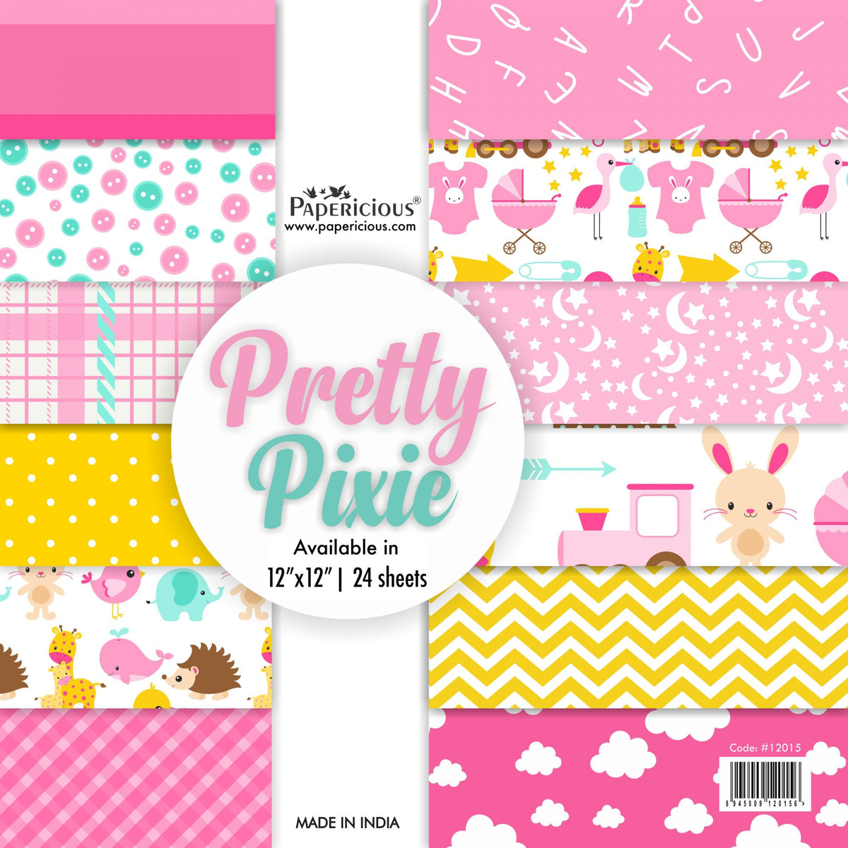 PAPERICIOUS - Pretty Pixie - Designer Pattern Printed Scrapbook Papers / 24 sheets
