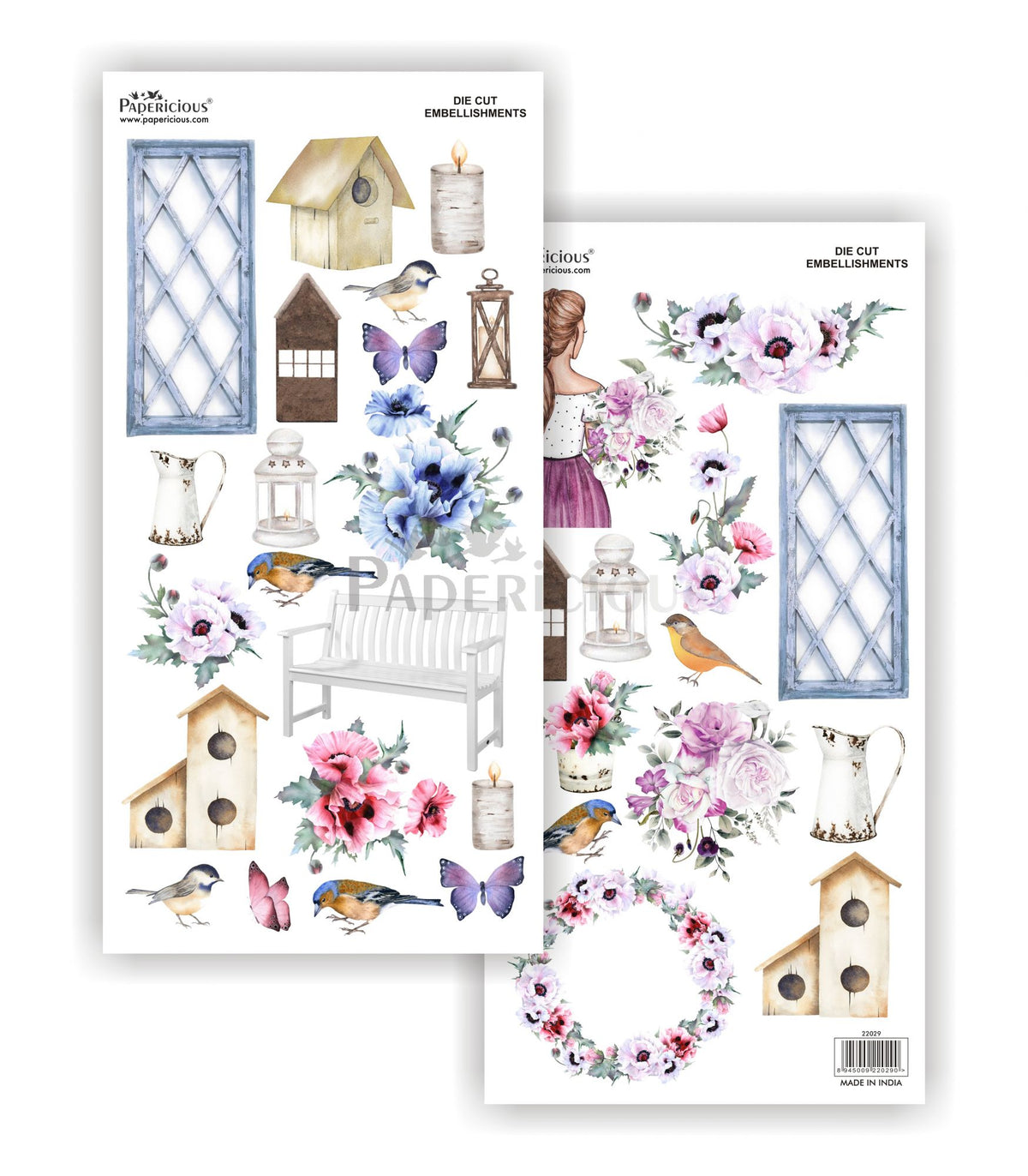 Papericious - Sugar Plum - Die Cut Embellishments - Motif Sheet