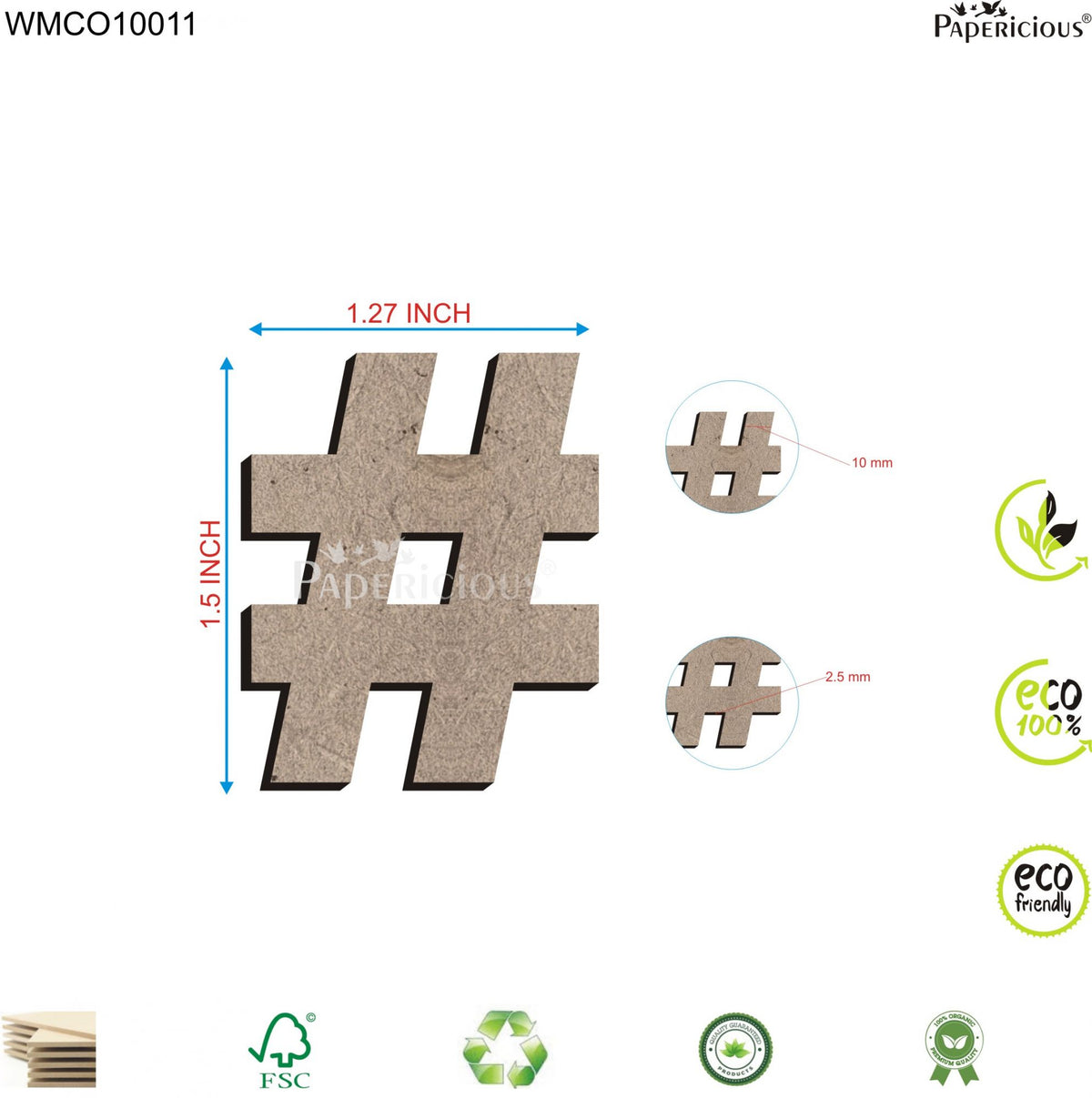 PAPERICIOUS 1.5 inch MDF Numeral - #