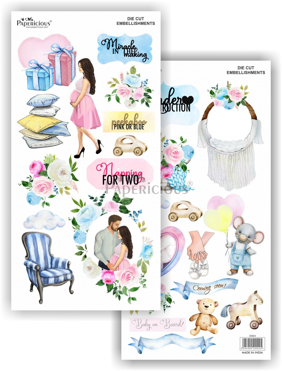 Papericious - Mama in the Making - Die Cut Embellishments - Motif Sheet