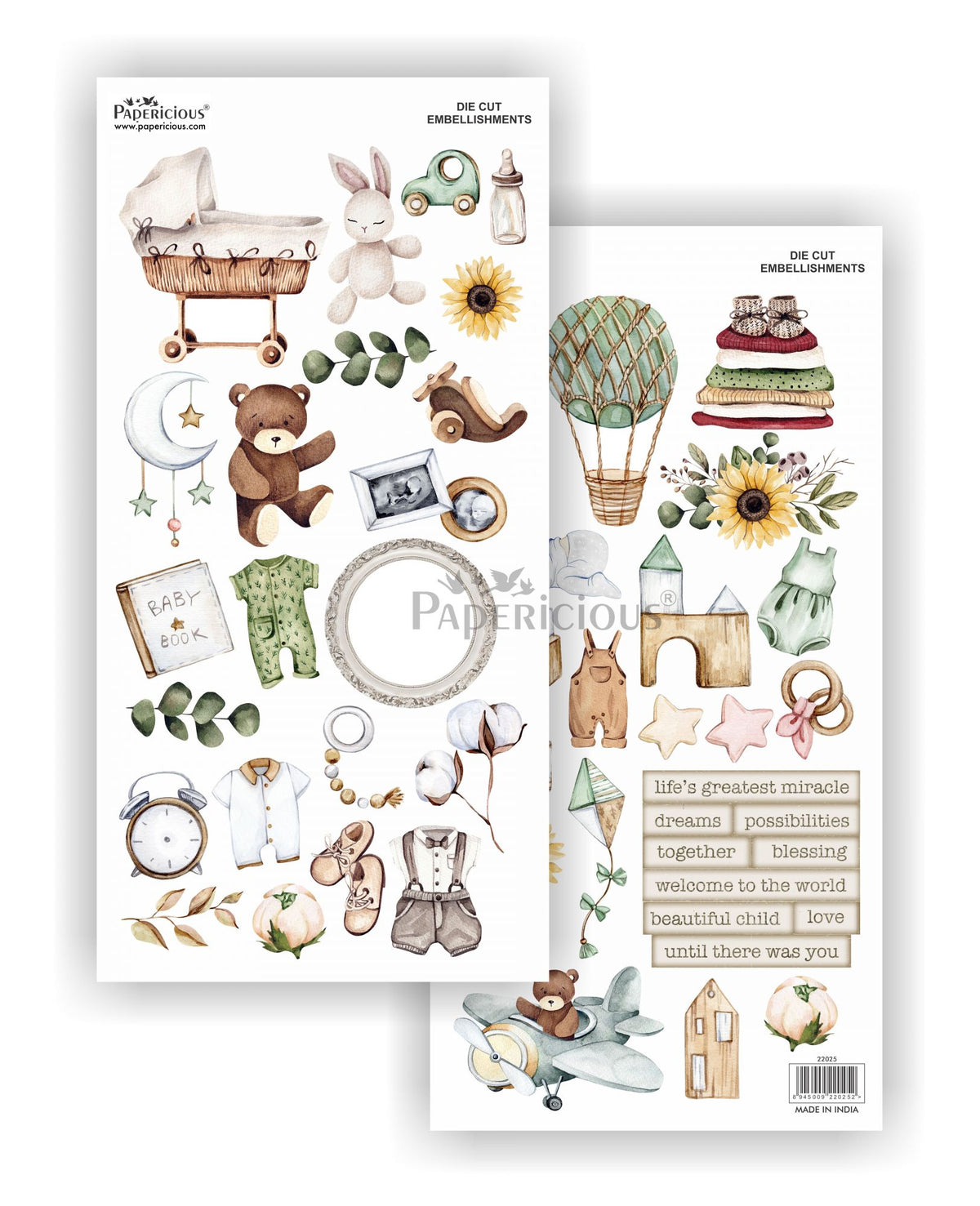 Papericious - Peekaboo - Die Cut Embellishments - Motif Sheet