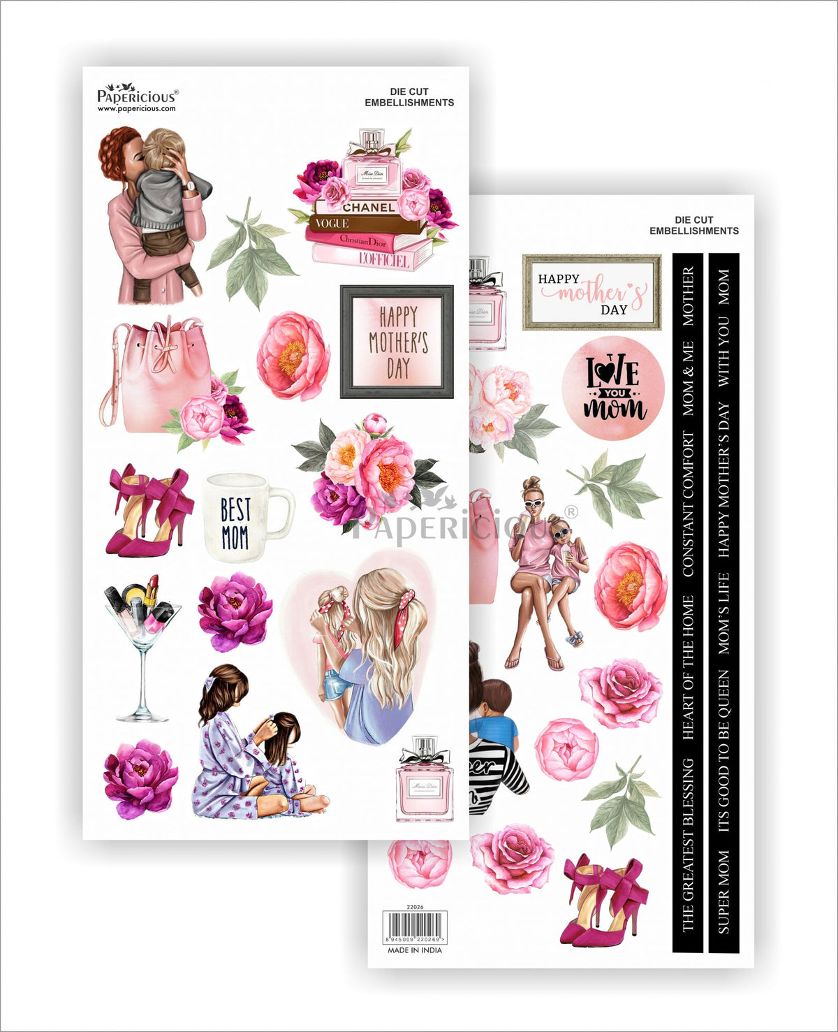 Papericious - Mother's Day - Die Cut Embellishments - Motif Sheet