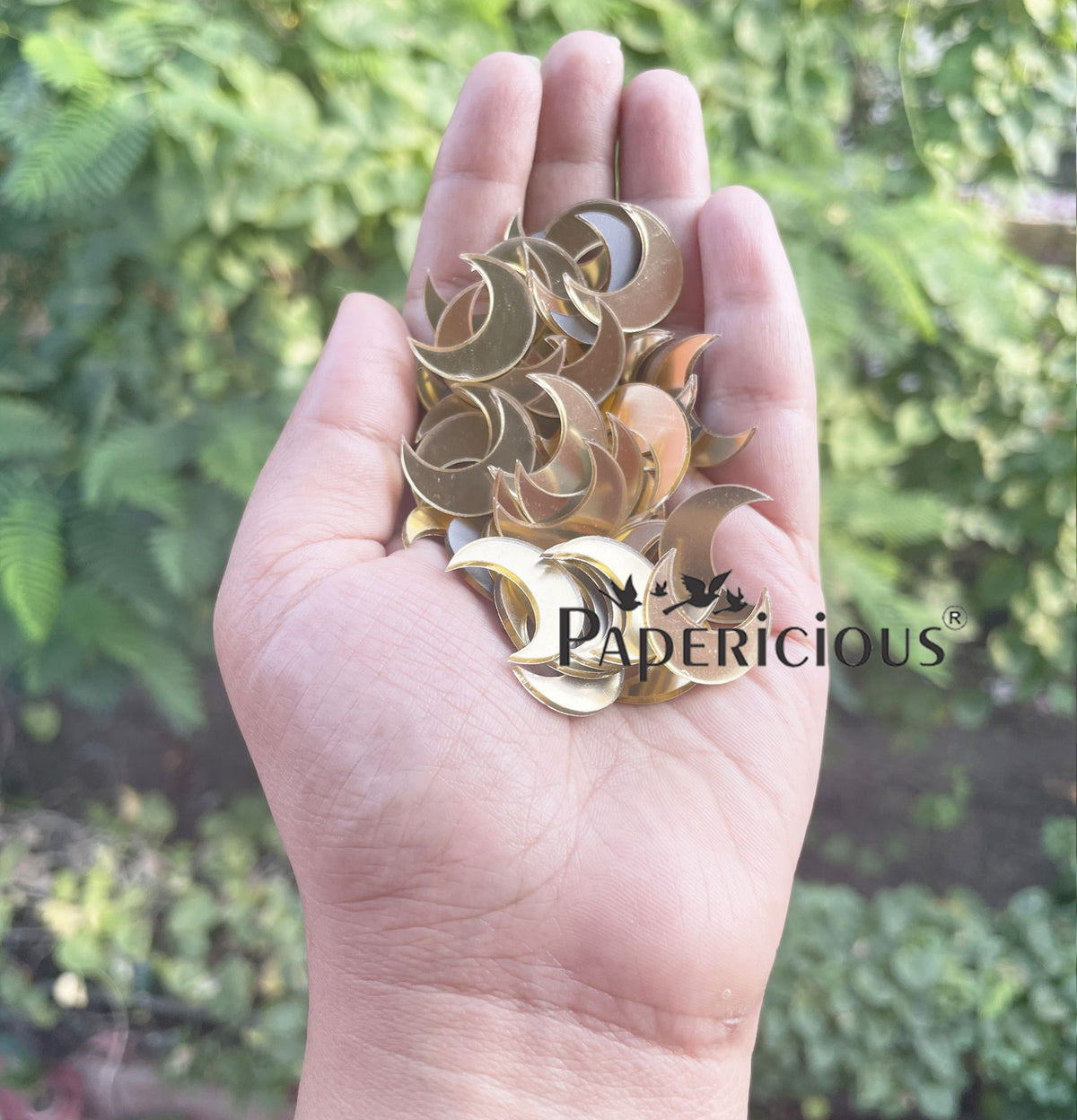 Acrylic Lippan Art Golden Mirror Cutouts - Half Moon