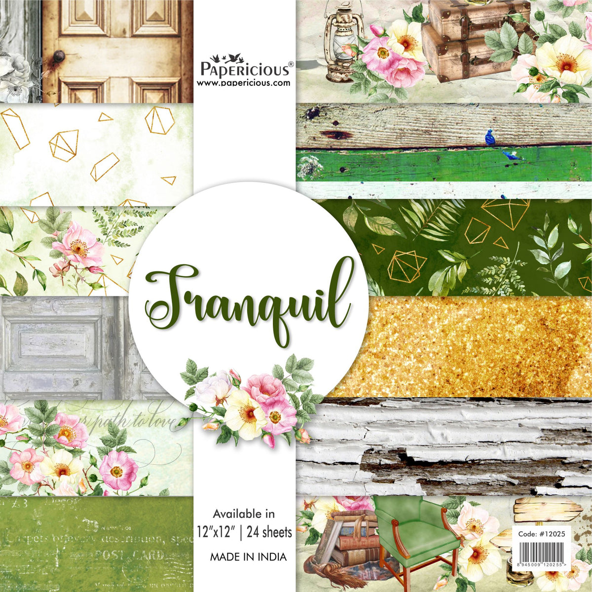 PAPERICIOUS - Tranquil - Designer Pattern Printed Scrapbook Papers 12x12 inch  / 24 sheets