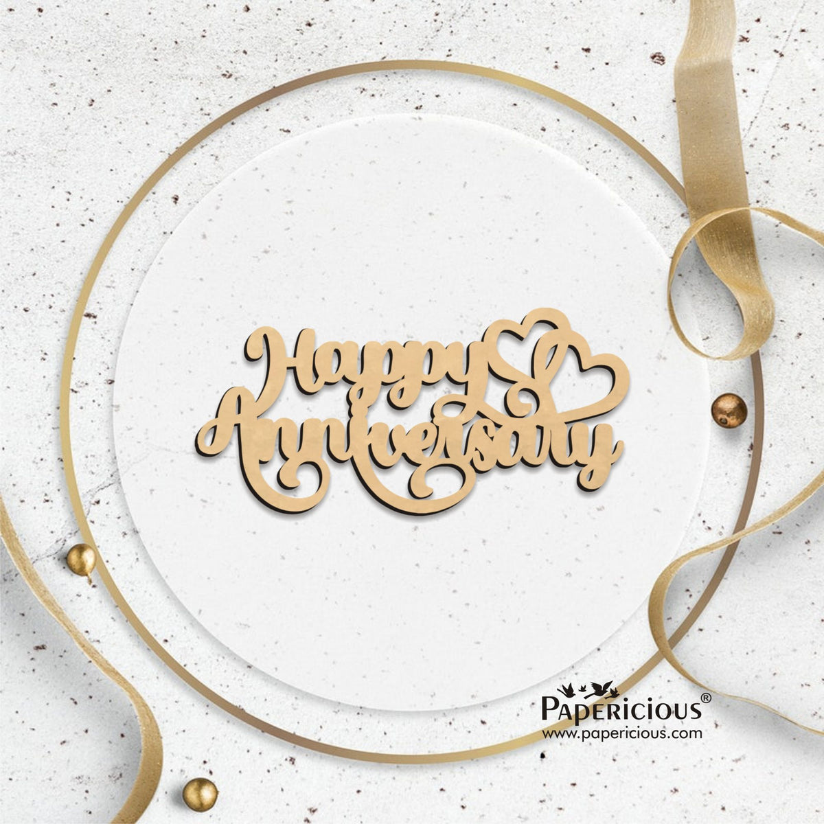 PAPERICIOUS MDF Cutout - Happy Anniversary - 6 Nos - Style 10106