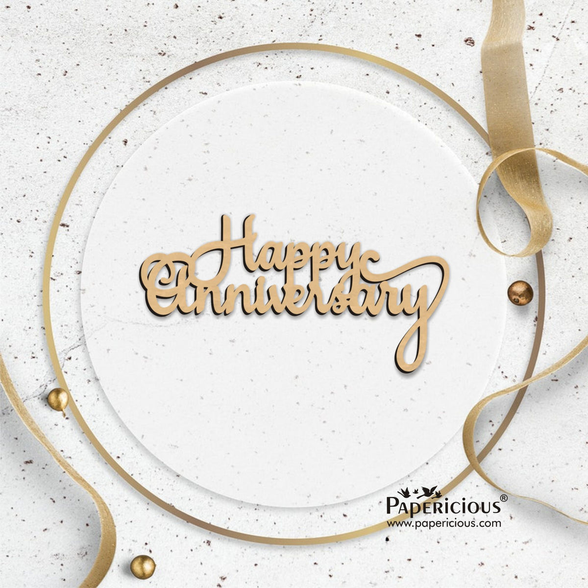 PAPERICIOUS MDF Cutout - Happy Anniversary - 6 Nos - Style 10107