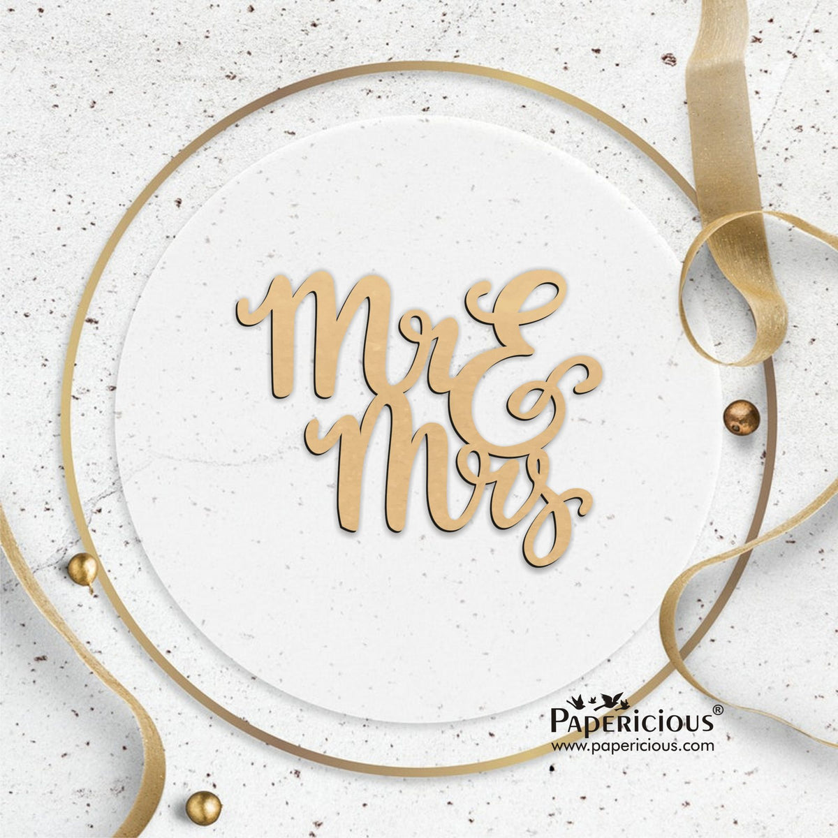 PAPERICIOUS MDF Cutout - Mr & Mrs - 6 Nos - Style 10119