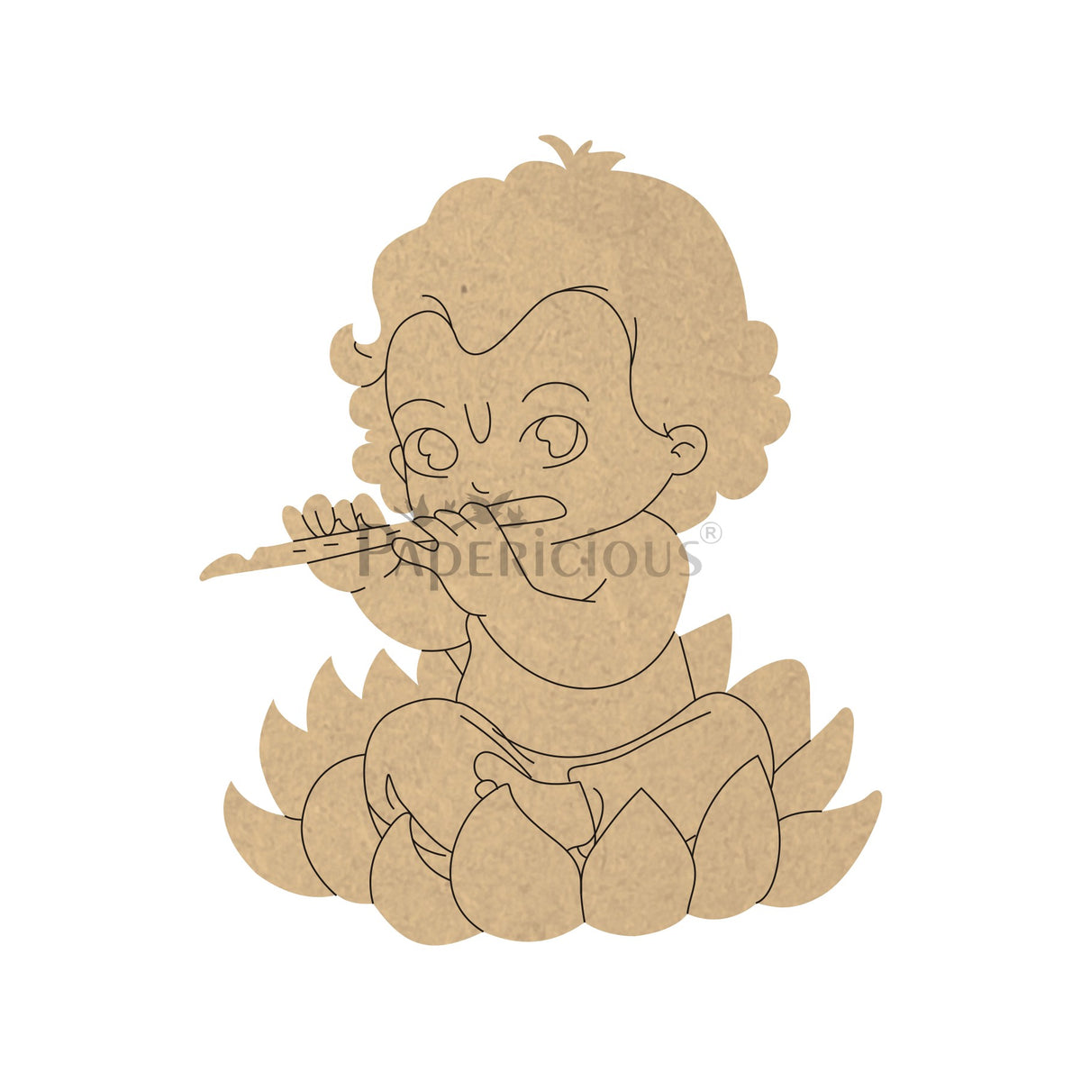 PAPERICIOUS 4mm thick Pre Marked MDF Base Little Krishna with Flute