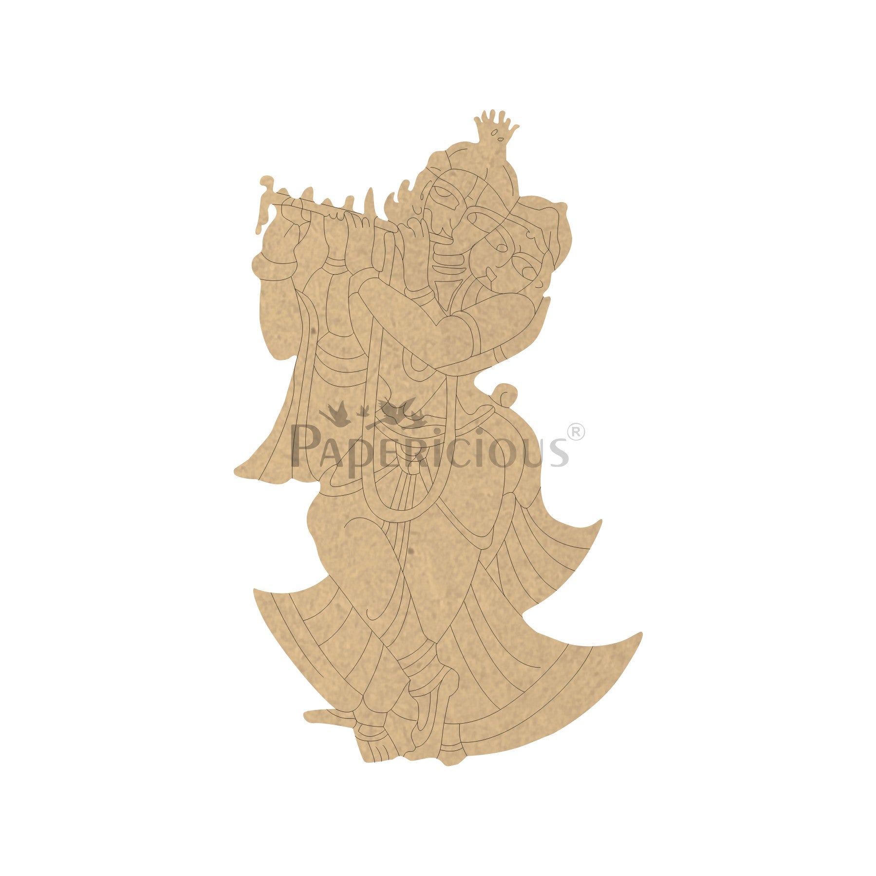 Radha Krishna With Lotus Design MDF Engraved Base
