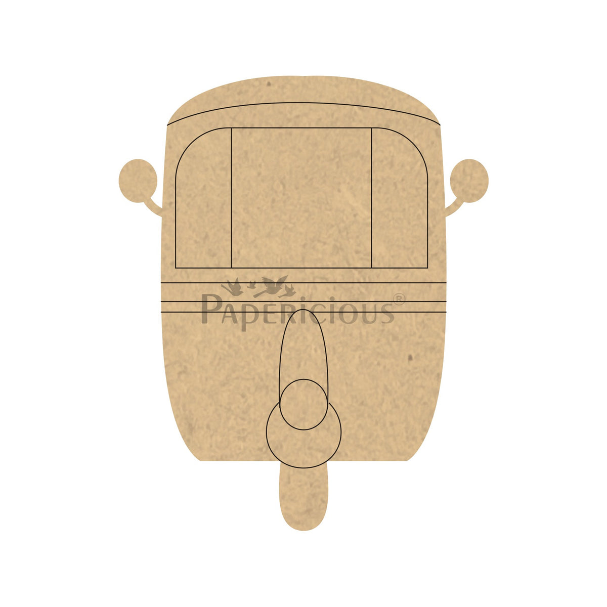 PAPERICIOUS 4mm thick Pre Marked MDF Base Autorickshaw