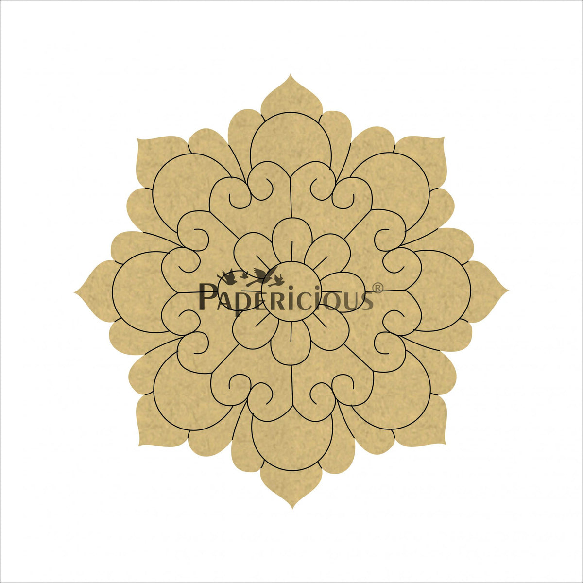 PAPERICIOUS 4mm thick Pre Marked MDF Mandala Flower