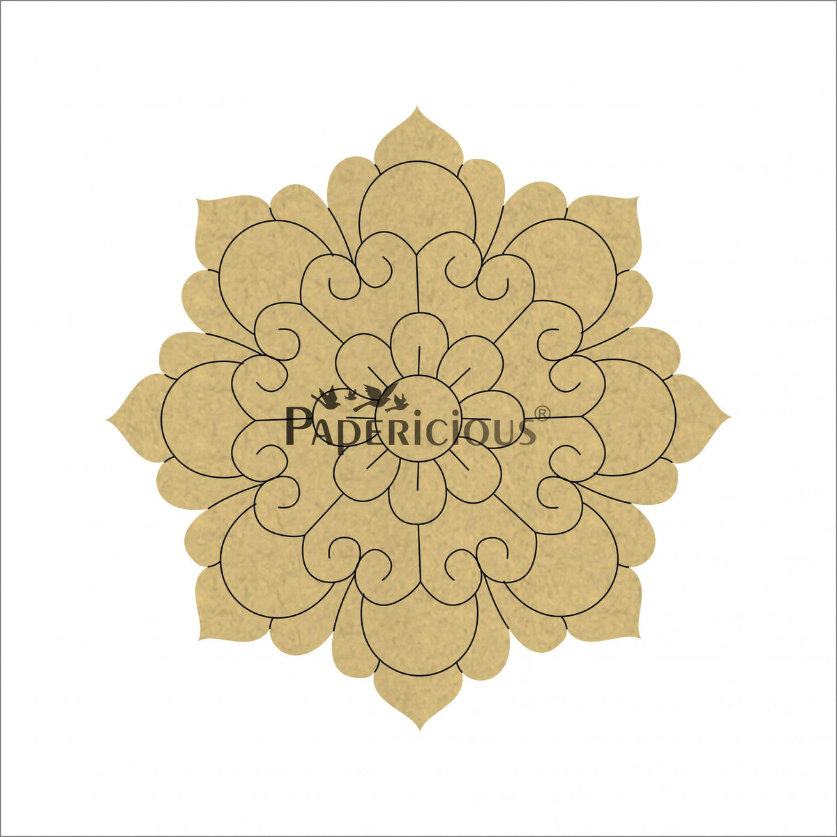 PAPERICIOUS 4mm thick Pre Marked MDF Mandala Flower