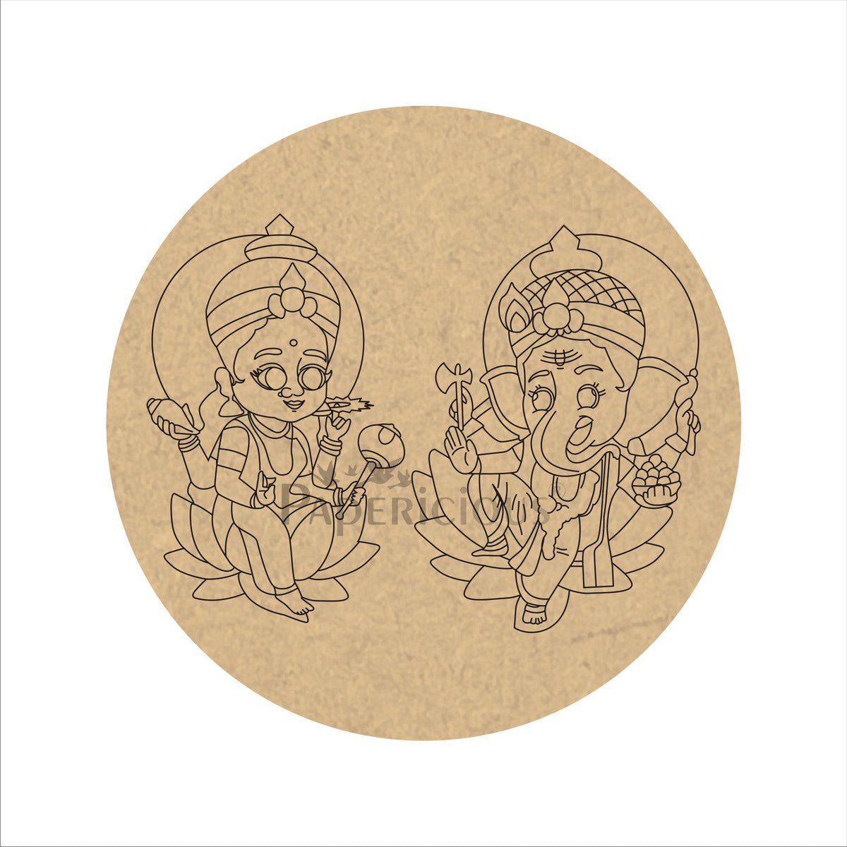 PAPERICIOUS 4mm thick Pre Marked MDF Laxmi Ganeshji