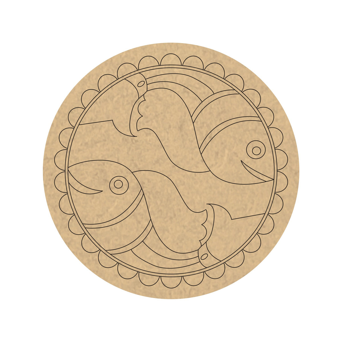 PAPERICIOUS 4mm thick Pre Marked MDF Fishy Madhubani Art