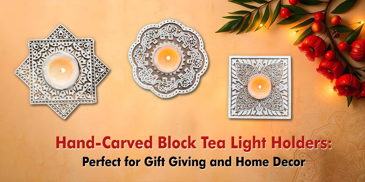 Hand-Carved Block Tea Light Holders: Perfect for Gift Giving and Home Decor