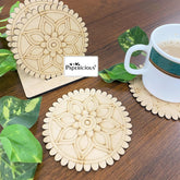 MDF Lasercut Coasters  - Flower Pattern