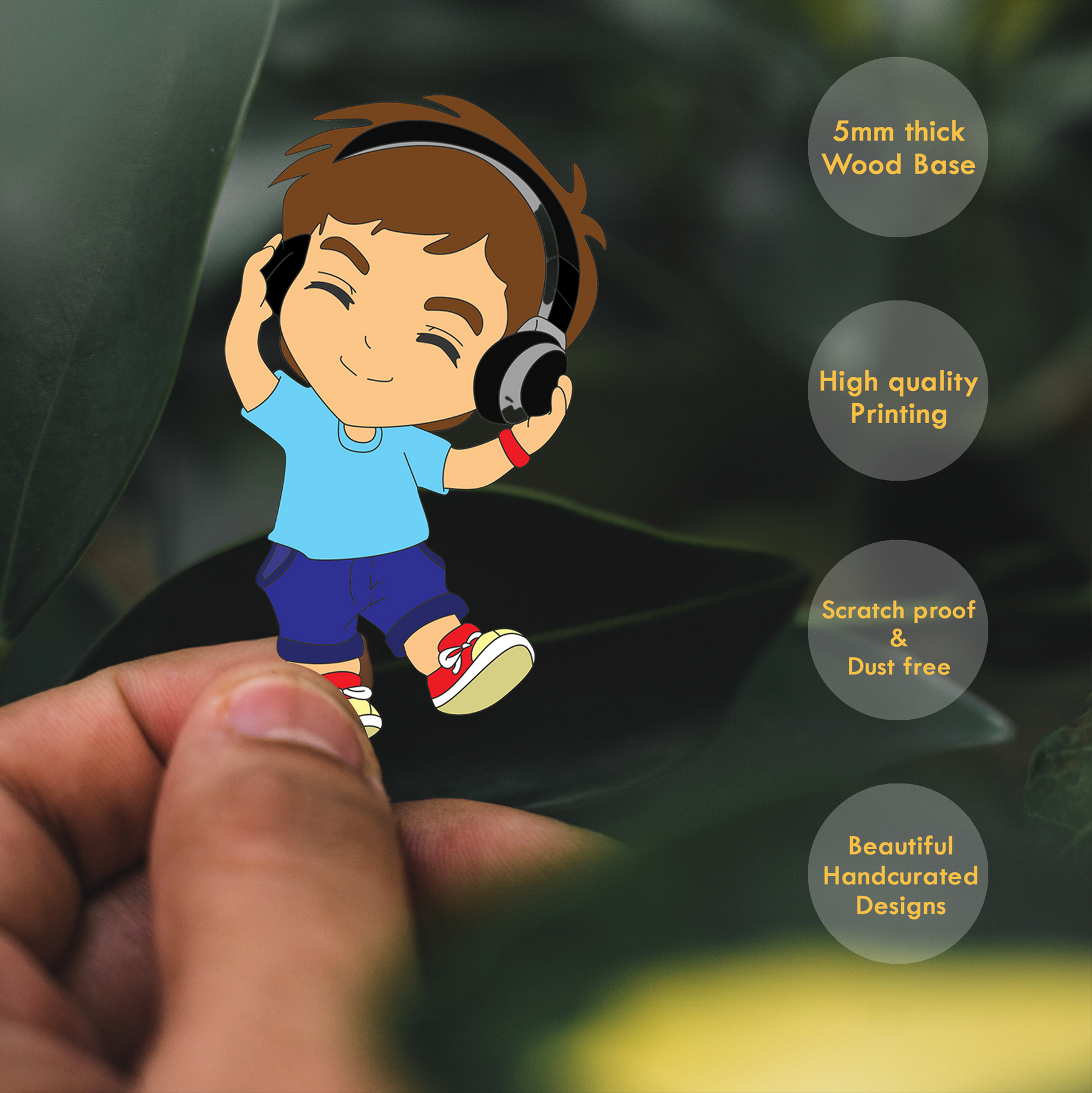 Wooden Fridge Magnet - Musical boy