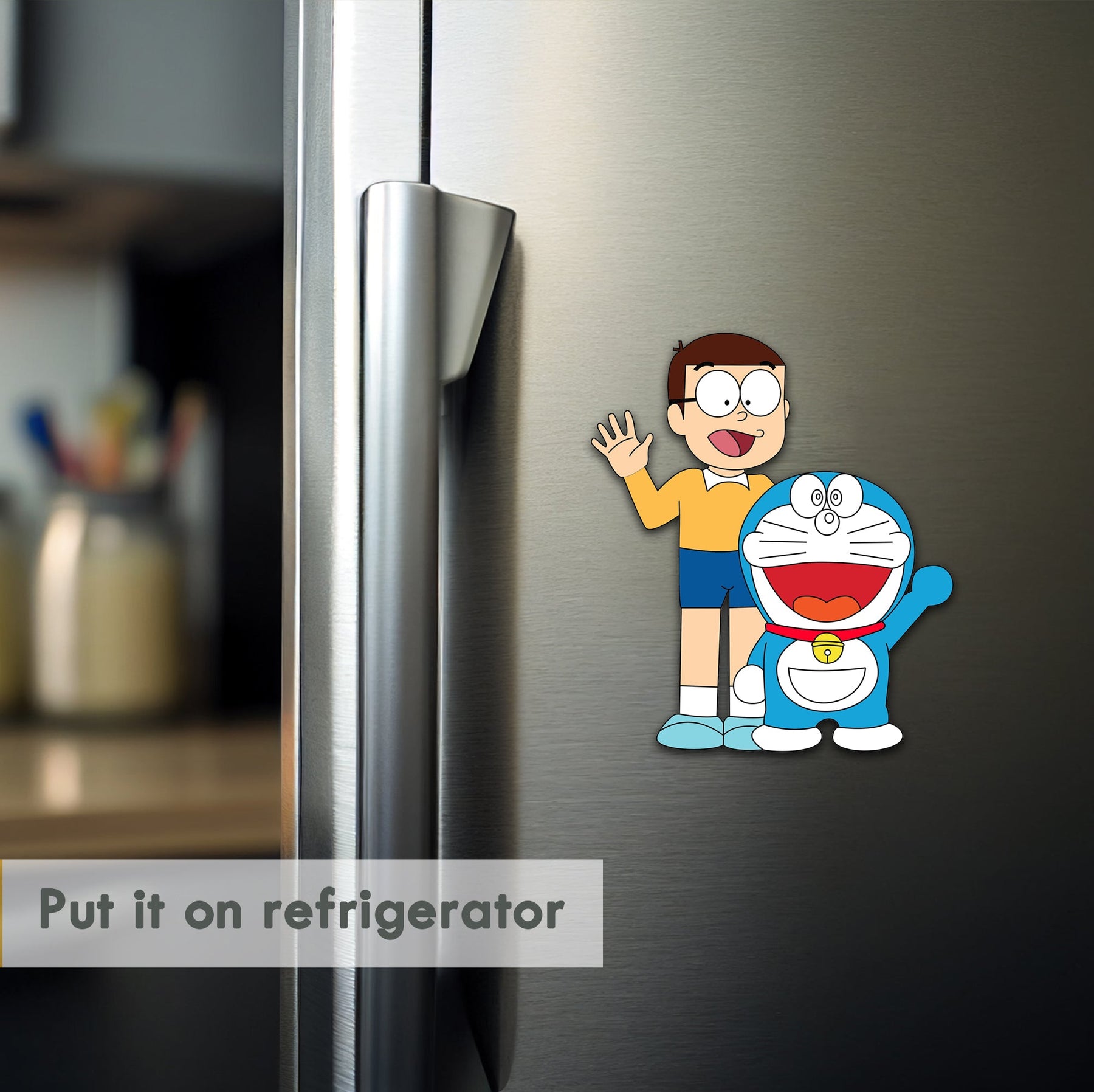 Wooden Fridge Magnet - Nobita & Doraemon