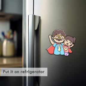 Wooden Fridge Magnet - Father with Daughter