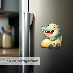 Wooden Fridge Magnet - Car with Crocodile