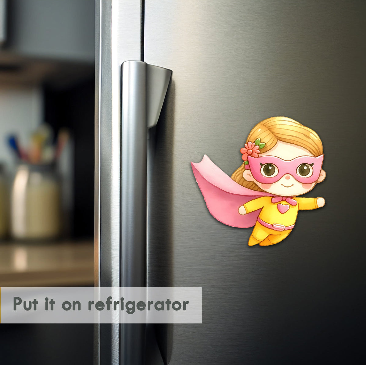 Wooden Fridge Magnet - Super Girl