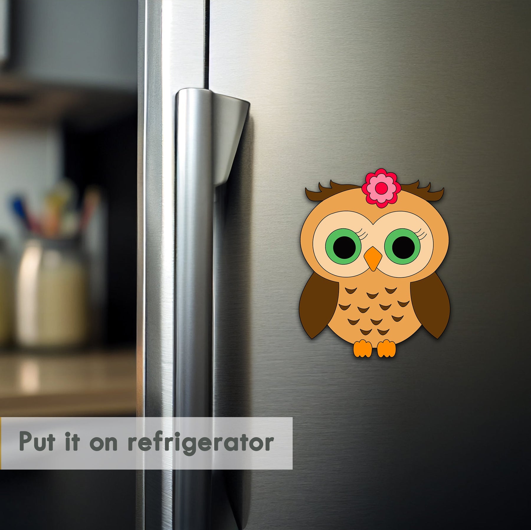 Wooden Fridge Magnet - Owl