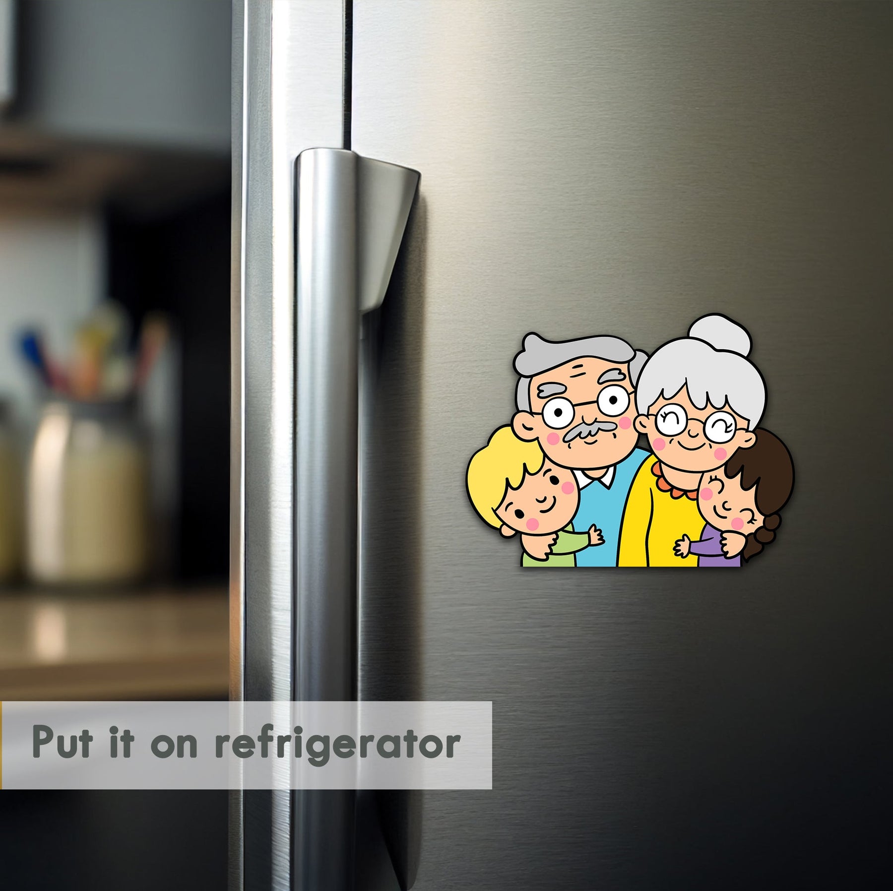 Wooden Fridge Magnet - Happy Family